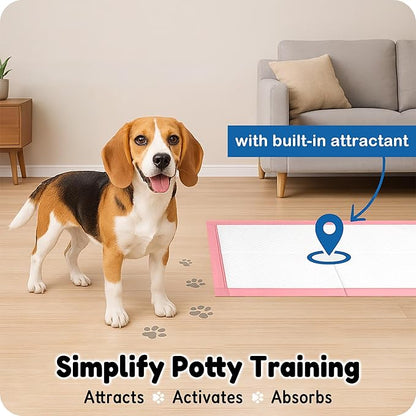 MoMoCo Pink Puppy Pads 23" x 23", 6-Layer Super Absorbent Dog Pee Pads, Leak-Proof Training Pads for Hardwood Floors & Apartments, Flash-Dry Disposable Potty Pads for Puppies & Senior Dogs, 100 Count