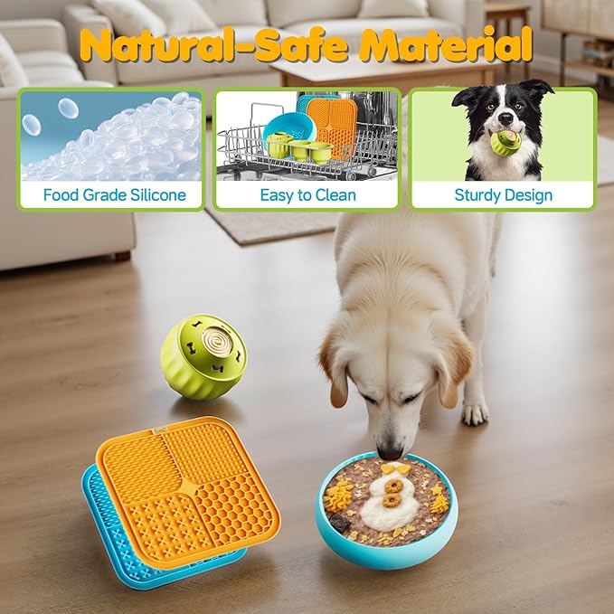 6-in-1 Dog Enrichment Toys Set - Lick Mat, Ball & Bowl with Peanut Butter, Frozen Treat Cognitive Dog Toys for Anxiety Relief & Mental Stimulation | Slow Feeding for Small/Medium Dogs & Puppies
