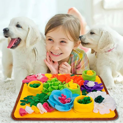 Snuffle Mat for Dogs, Sniff Mat Slow Feeding Mat for Small Pets Cats, Rabbits - Help Stress Relief and Training - Stimulate Your Pet's Foraging Skills! (Orange)