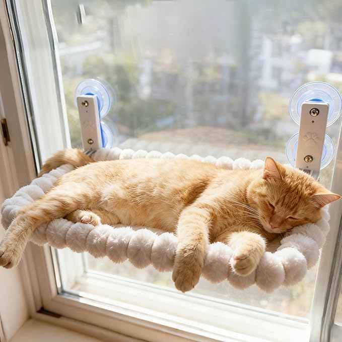 Hammock Portable Design Hanging Space Saving with Removable Washable Fabric Suction Cup Mount Cats Hammock Foldable Bed Space Saving Bed