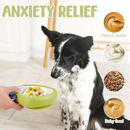Freeze Dog Lick Bowl, Animire Non-Slip Slow Feeder Lick Mat for Dogs, Silicone Dog Enrichment Bowl for Distraction Anxiety Relief Boredom, BPA Free, Dishwasher Safe(Green,L)