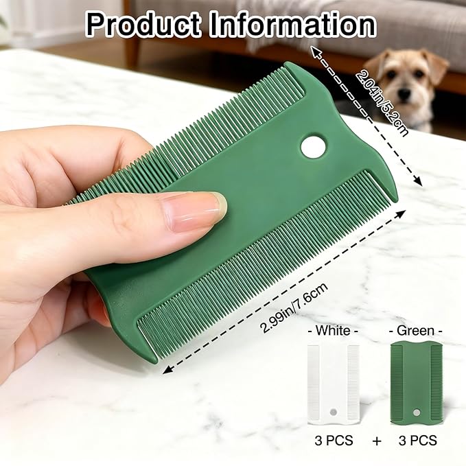 6-Piece Double-Sided Dog Cat Grooming Comb Set for Short Hair, Flea Removal and Daily Coat Care