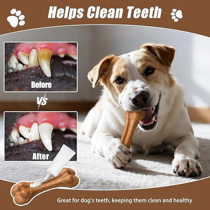 SCHITEC Dog Bone Chew Toys for Small & Medium Dogs, Beef Flavor Teething Toy, Durable Dog Toys for Aggressive Chewers, Teeth Cleaning, 2Pcs