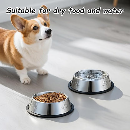 10 Pcs Small Dishes for Dogs Metal Dog Bowls No Slip Puppy Bowl Stainless Steel Dogs Food and Water Bowls with Rubber Base Bottom Pet Feeding Dishes for Cats