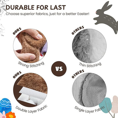 Nocciola Dog Easter Basket Dog Toys - Durable Stuffed Plush Bunny Dog Squeaky Toys for Small, Medium and Large Breeds, Easter Basket with Egg & Rabbit & Chick & Cake Puppy Toy
