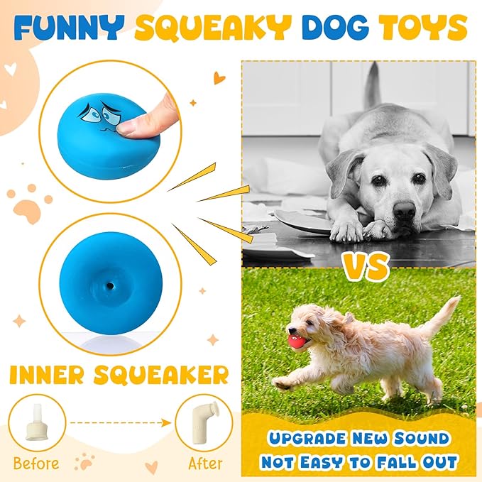 Hungdao 10 Pack Dog Squeaky Toys Soft Latex Squeaky Toys Small Balls Interactive Pet Chewing for Puppy Training Interactive Fetch Play Supplies (Dog)
