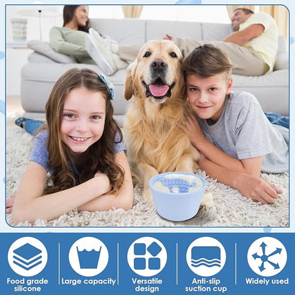 Dog Slow Feeder Lick Bowl, Anxiety Relief Dog Licking Mat Treat Dispenser, Non-Slip Anti-Choking Slow Eating Dog Lick Bowl, Silicone Dog Lick Bowl Pet Interactive Dog Slow Feeder Bowls (Blue)