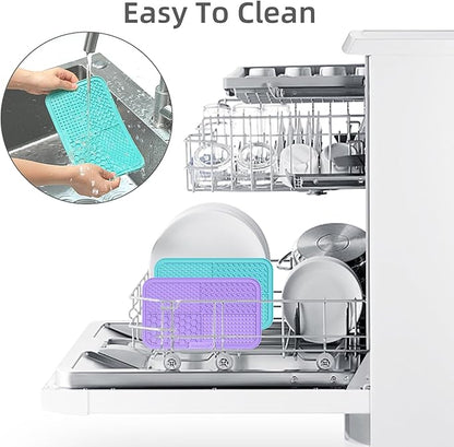 MateeyLife 2PCS Large Lick Mat for Dogs with Suction Cups, Slow Feeder Bowls, Cat Lick Mat for Anxiety Relief, Dog Toys to Keep Them Busy, Enrichment Toys for Bathing, Cat Licking Pad for Boredom