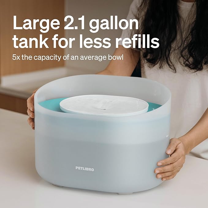 PETLIBRO 2.1Gal/8L Dog Water Fountain for Large Dog, Anti-Splash Dog Water Bowl Dispenser, Super Quiet Pet Water Fountain, 5 Layer Filtration Water Dispenser for Large Dogs Cats and Multi-Pet Homes