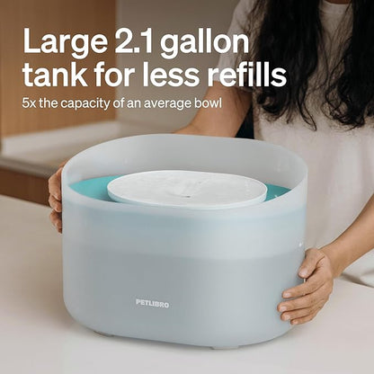 PETLIBRO 2.1Gal/8L Dog Water Fountain for Large Dog, Anti-Splash Dog Water Bowl Dispenser, Super Quiet Pet Water Fountain, 5 Layer Filtration Water Dispenser for Large Dogs Cats and Multi-Pet Homes