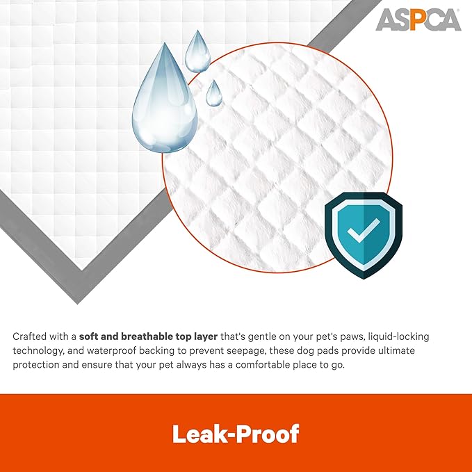 ASPCA - Scented Puppy Pads | Extra Absorbent Dog Training Pads for Cats & Dogs | Leak-Proof Layers | Odor Control & Quick-Dry | Non-Slip & Tear-Resistant | Travel Friendly | Pack of 100 | Size 22"x22'