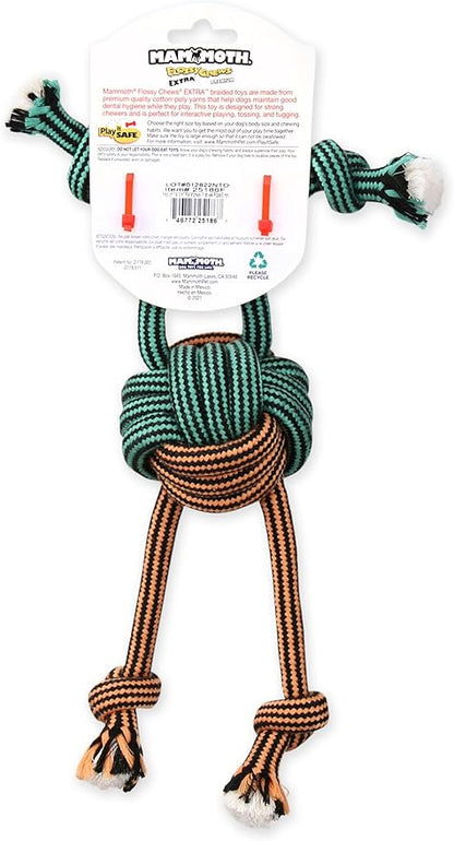 Mammoth Pet Products Flossy Chews Premium Cotton-Poly Extra Monkey Fist Ball with Rope Ends, Medium 14-Inch, Assorted Colors