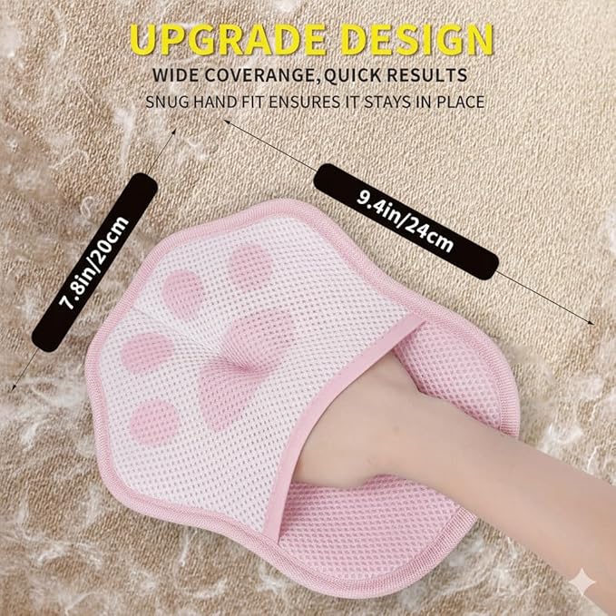 Pet Hair Remover Gloves (2 Pack), Reusable Electrostatic Cleaner for Furniture, Clothes & Car Interiors – Eco-Friendly, No Sticky Rollers