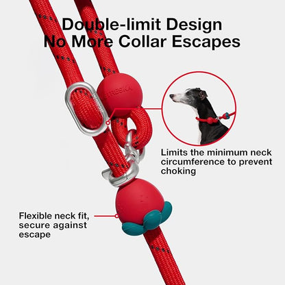 VETRESKA Hands-Free Dog Leash, 8FT Adjustable Rope Leash for Medium Large Dog, Waist/Crossbody Slip Lead Leashes for Walking, No Pull Leashes with Bag Dispenser, Clip, 3 in 1 Walk Kit (Strawberry)