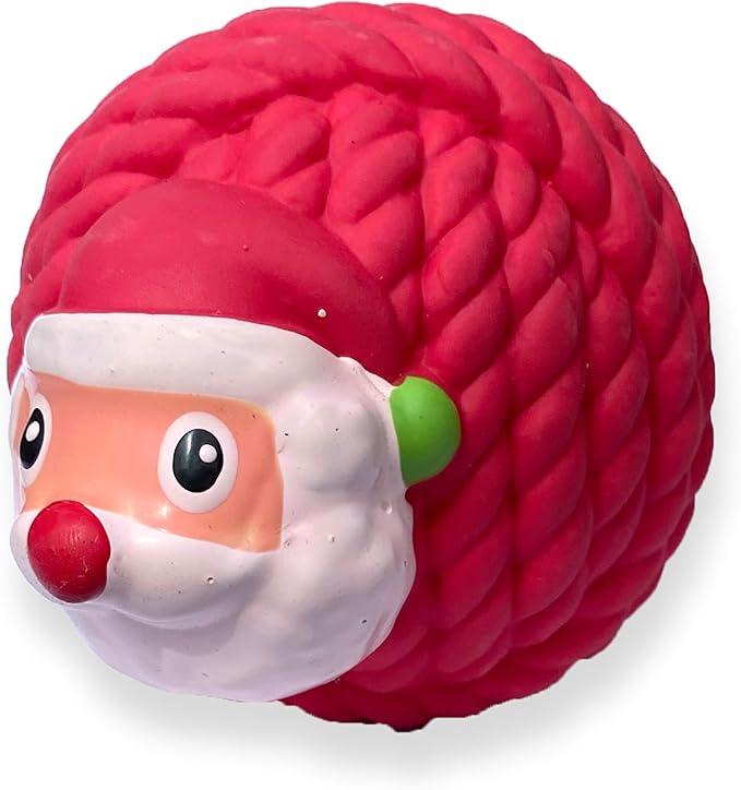 WantChew Latex Dog Squeaky Chew Toy Chrismas Series (Santa Ball)
