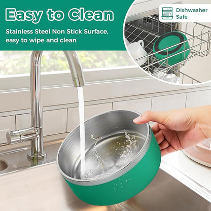 LIHONG Stainless Steel Dog Bowls for Small Medium Sized Dogs Non Slip,Insulated Dog Bowl,Pet Bowl for Food and Water,Rustproof(40oz,Deep Green)