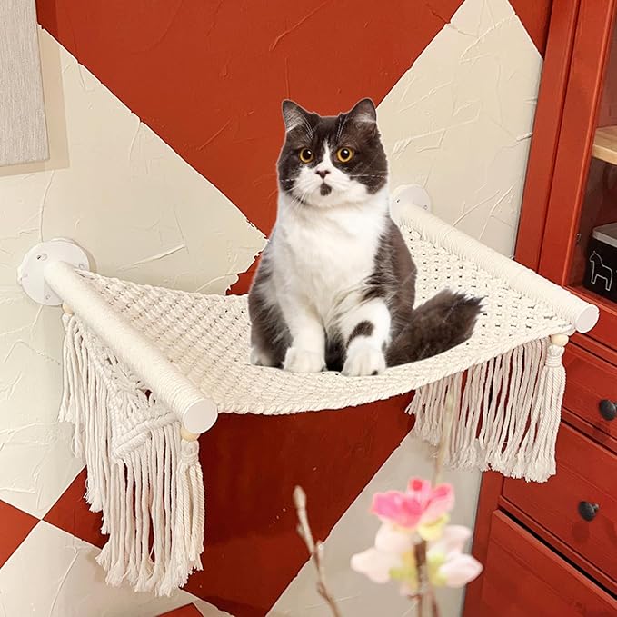 Cat Wall Shelves, Perches, Hammocks, Beds - Solid Metal Frame for Sleeping, Playing, Climbing, Lounging