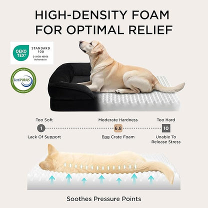 Bedsure XXL Orthopedic Dog Bed for Extra Large Dogs - Washable Giant Dog Cat Bed Waterproof, Comfort Dogs Couch Sofa with Washable Removable Cover, Pet Bed with Nonskid Bottom, Black, 52"
