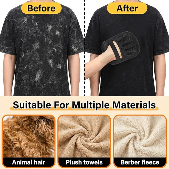 Electrostatic Pet Hair Removal Gloves for Cats & Dogs–Upgraded Reusable Magic Brush Tool for Quick Wiping on Couch,Carpet,Laundry,Car Seat & Pet Beds(3PC,Black)