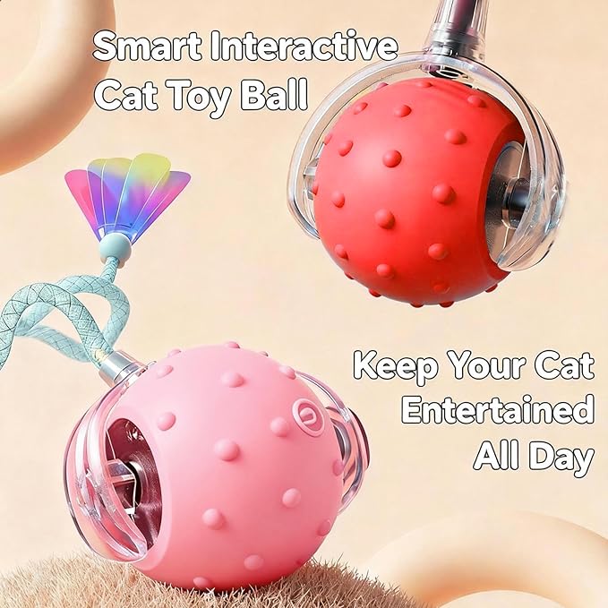 2 Pack Interactive Cat Toys for Indoor Cats with 3 Tails,Automatic Moving Kitten Toys,Cat Toys for Bored Indoor Adult Cats,Smart Rechargeable Cat Enrichment Toys for Cats to Keep Them Busy, Cat Balls