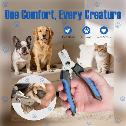 Dog Nail Clippers with Nail File, Ergonomic Dog Nail Trimmers to Avoid Over Cutting, Razor-Sharp Stainless Steel Blade with Safety Guard for Large/Small Pet Dogs, Blue