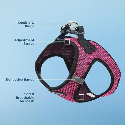 Best Pet Supplies - All Weather Mesh/Plush, Reflective, No Pull Harness for Small, Medium Dogs, Cats - Secure with Hook & Loop Fastener, Buckle, Double D-Rings - Fuchsia (2-Tone), XL