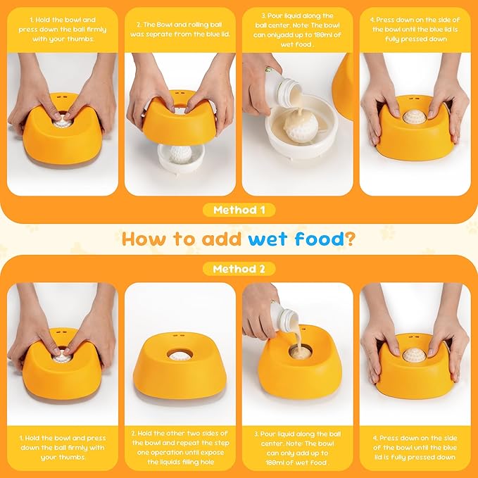 Dog Licking Toy, Slow Feeder Dog Bowls for Medium Large Breeds, Anti-Slip Dog Lick Bowl for 3/4 Cup Yogurt, Bone Broth, and Other Liquid Treat, Licking Bowl for Dietary Supplement (Yellow)