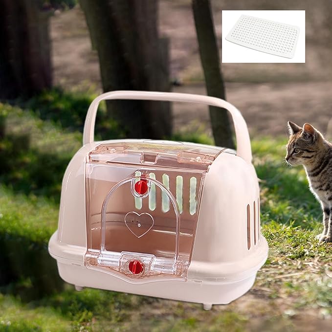 Dog Kennel Pet Carrier Lightweight Hard Sided for Dog Cat Kitten Camping, Brown