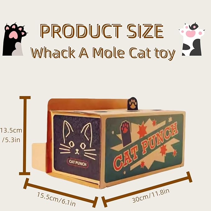 Interactive Cat Toys for Indoor Cats Enrichment Toys for Bored Indoor Adult Cats Scratching&Hunting, Kittens Supplies, DIY Cardboard Whack A Mole Cat Toy Box, Gifts for Cat Lovers