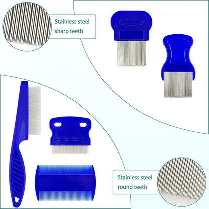 5 Pack Pets Grooming Comb Set, Pet Combs With Fine Tooth, Detangling Brushes, Float Hair Removers for Dog and Cat Clean up and Groom
