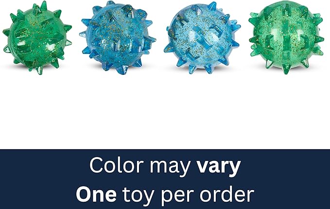 AKC Spiked Glitter Dog Toys – Squeaky TPR Ball & Ring for Dental Health, Vanilla Scented with Erratic Bounce – Durable Textured Chew Toys for Dogs
