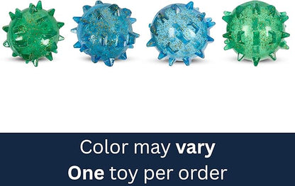 AKC Spiked Glitter Dog Toys – Squeaky TPR Ball & Ring for Dental Health, Vanilla Scented with Erratic Bounce – Durable Textured Chew Toys for Dogs