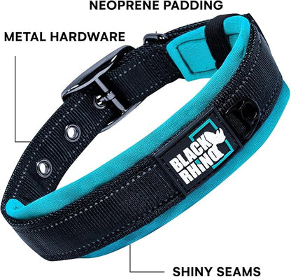 Black Rhino XL Dog Collar - Heavy Duty Adjustable Tactical Dog Collar with Reflective Stitching - 23"-27" Ultra-Soft Neoprene Padded and Weatherproof - Comfortable for Active Dogs - Red and Black