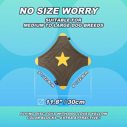 TSPRO Tactical Star-Shaped Dog Flying Disc, Anti-Rip Nylon Toy for Aggressive Chewers & Medium-Large Dogs, Water Floating Lightweight for Beach/Camping/Park/Backyard Training (9", Black)
