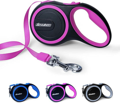 16 FT Retractable Dog Leash with No Tangle for Dog up to 44lbs, One-Handed Brake, with Non-Slip Handle, Strong Nylon Tape for Small and Medium Dogs