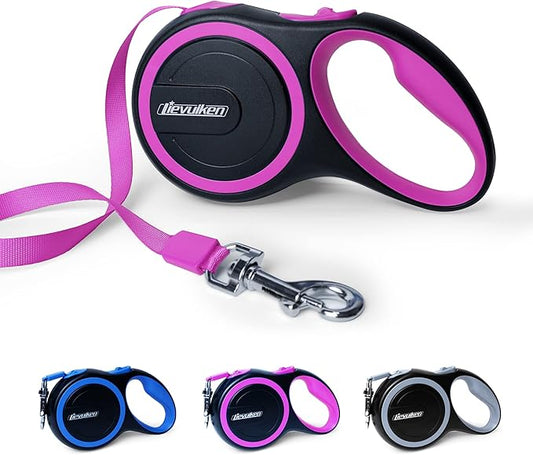 16 FT Retractable Dog Leash with No Tangle for Dog up to 44lbs, One-Handed Brake, with Non-Slip Handle, Strong Nylon Tape for Small and Medium Dogs