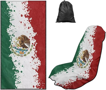 SEANATIVE Mexican Flag Car Seat Cover Protector Front Seats Car Towel, for Gym, Running, Swimming, Beach and Hiking, Sweat Towel Bucket Seat Covers for Trucks SUV Jeep