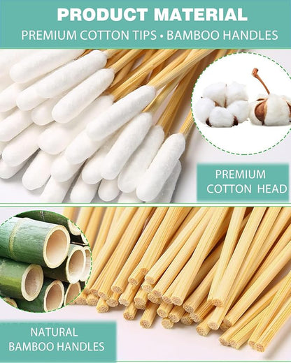 Dog Ear Swabs 200 Count - 6 Inch Long Cotton Swabs for Dogs, Large Bamboo Pet Ear Cleaning Swabs | Sturdy, Gentle, Lint-Free Applicator for Tear Stains, Nose Folds & Daily Grooming Care