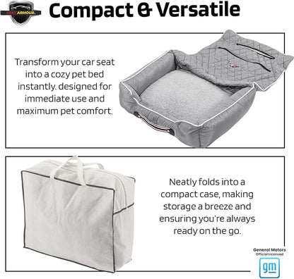 Seat Armour - PetBed2GO for Corvette C7 - Grey Pet Bed Cushion & Car Seat Cover, 26x20x6, 3.5 lbs