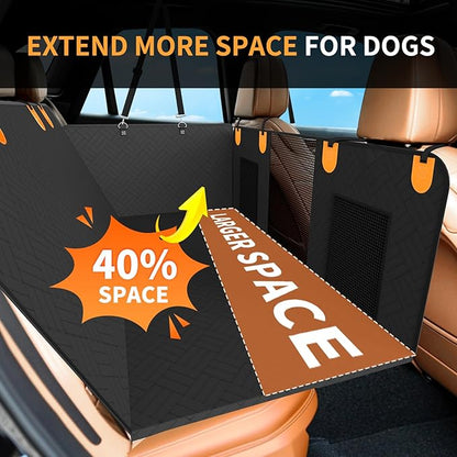 Back Seat Extender for Dogs with Pillow, Foldable Dog Car Seat Cover with Hard Bottom Waterproof Dog Hammock Car Pet Backseat Protector for Car, SUV, Truck