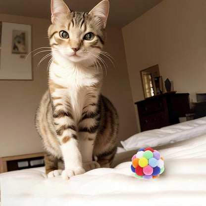 Cat Toy Balls 9PCS - 1.75" Plush Washable Balls for Kittens | Ultra-Soft Chew Toys, Noiseless Interactive Play, Durable Fuzzy Cat Toys for Indoor Cats with Vibrant Colors