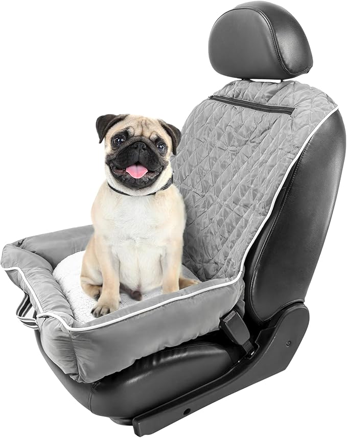 Seat Armour PetBed2Go Grey - Car Pet Bed and Seat Cover – Soft, Portable Pet Cushion for Travel – Protects Vehicle Seats from Fur, Dirt & Scratches