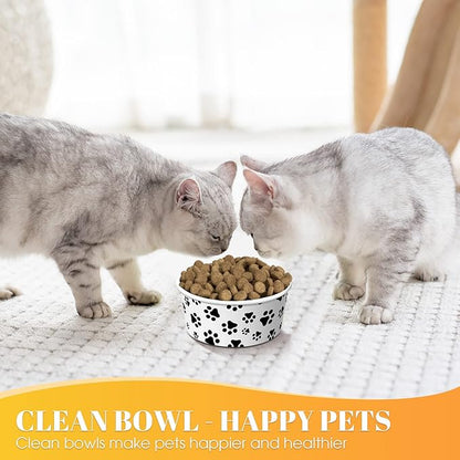 60 Pieces Disposable Pet Bowls, Paper, Small Dog Bowls with Cute Pattern, Suitable for Dry and Wet Food, Picnic, Camping, Travel