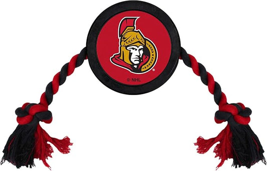 NHL Ottowa Senators Puck Toy for Dogs & Cats. Play Hockey with Your Pet with This Licensed Dog Tough Toy Reward!
