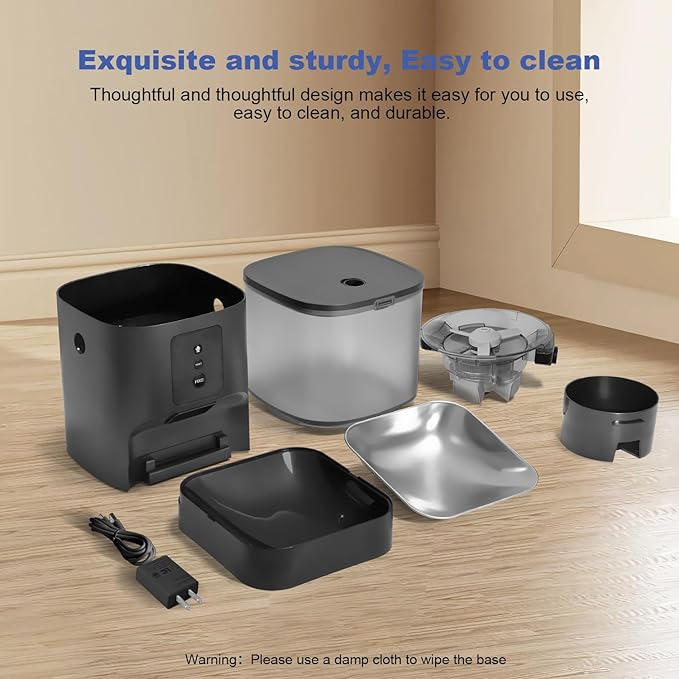 ANDOLL HOME 2.4G/5G Automatic Cat Feeder, 4L WiFi Food Dispenser with 10s Voice Recorder, Pet Feeder up to 10 Meals per Day, Timed Cat Feeder with Dry Food Sealed Ring(Matte Black, 4.0 L)