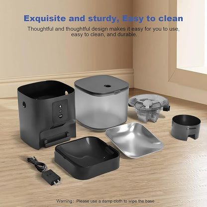 ANDOLL HOME 2.4G/5G Automatic Cat Feeder, 4L WiFi Food Dispenser with 10s Voice Recorder, Pet Feeder up to 10 Meals per Day, Timed Cat Feeder with Dry Food Sealed Ring(Matte Black, 4.0 L)