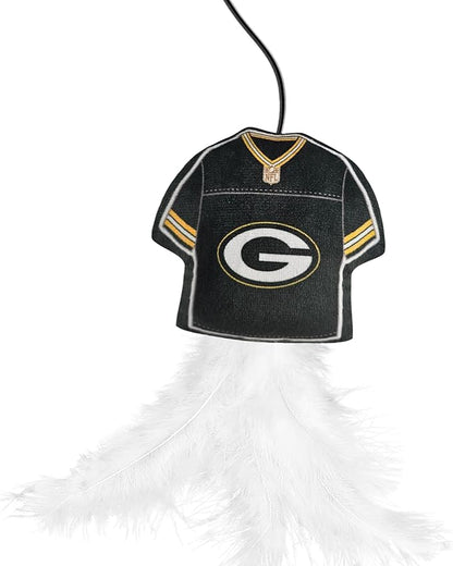 NFL Green Bay Packers Team Jersey Wand with CAT NIP, Cat Toy Jersey Shaped Plush Teaser Toy for Cats & Kittens - Interactive Pet Toy for Play & Exercise