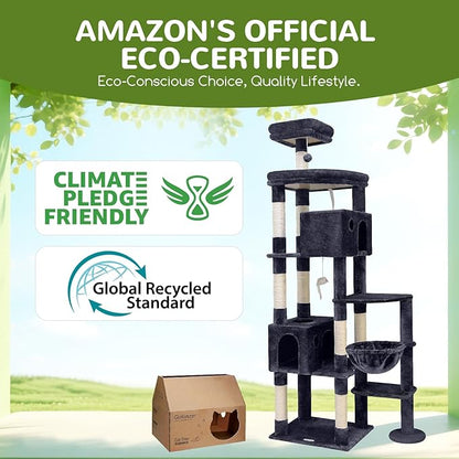 Globlazer Giant Cat Tree, 83 inch Cat Tree for Indoor Cats Large Adult, XXL Cat Tower with 9 Scratching Posts for 20lb+ Heavy Duty Large Adult Cats, F83, Dark Grey