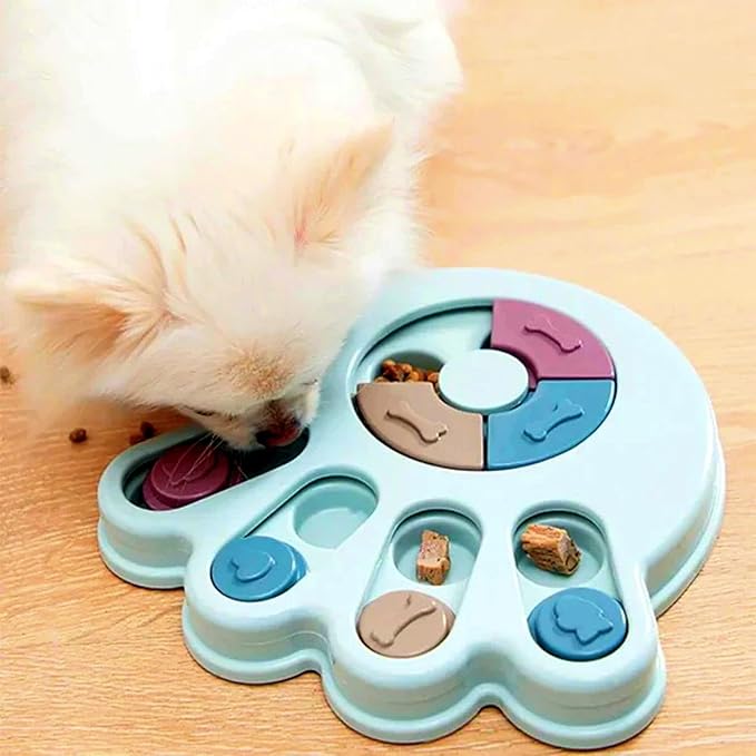 Anti-Choking Interactive Puzzle Toy for Slow Dispensing Feeding for Pets, 2023 New Dog Puzzle Toys, Dog/Cat Food Puzzle Feeder, Dog Stimulation Toys for Small and Medium-Sized Dogs (Blue, Pawprint)