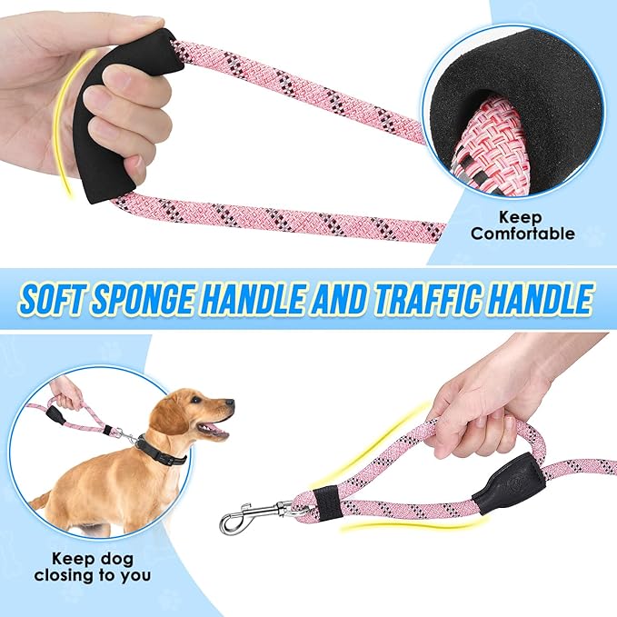 Lukovee Hands Free Dog Leash, 10FT Adjustable Training Lead 1/2 Inch Nylon Heavy Duty Lead No Pull for Large Medium Dogs, Tangle Free Reflective Waist-Leash for Walking Running, (PI, Plus Handle)